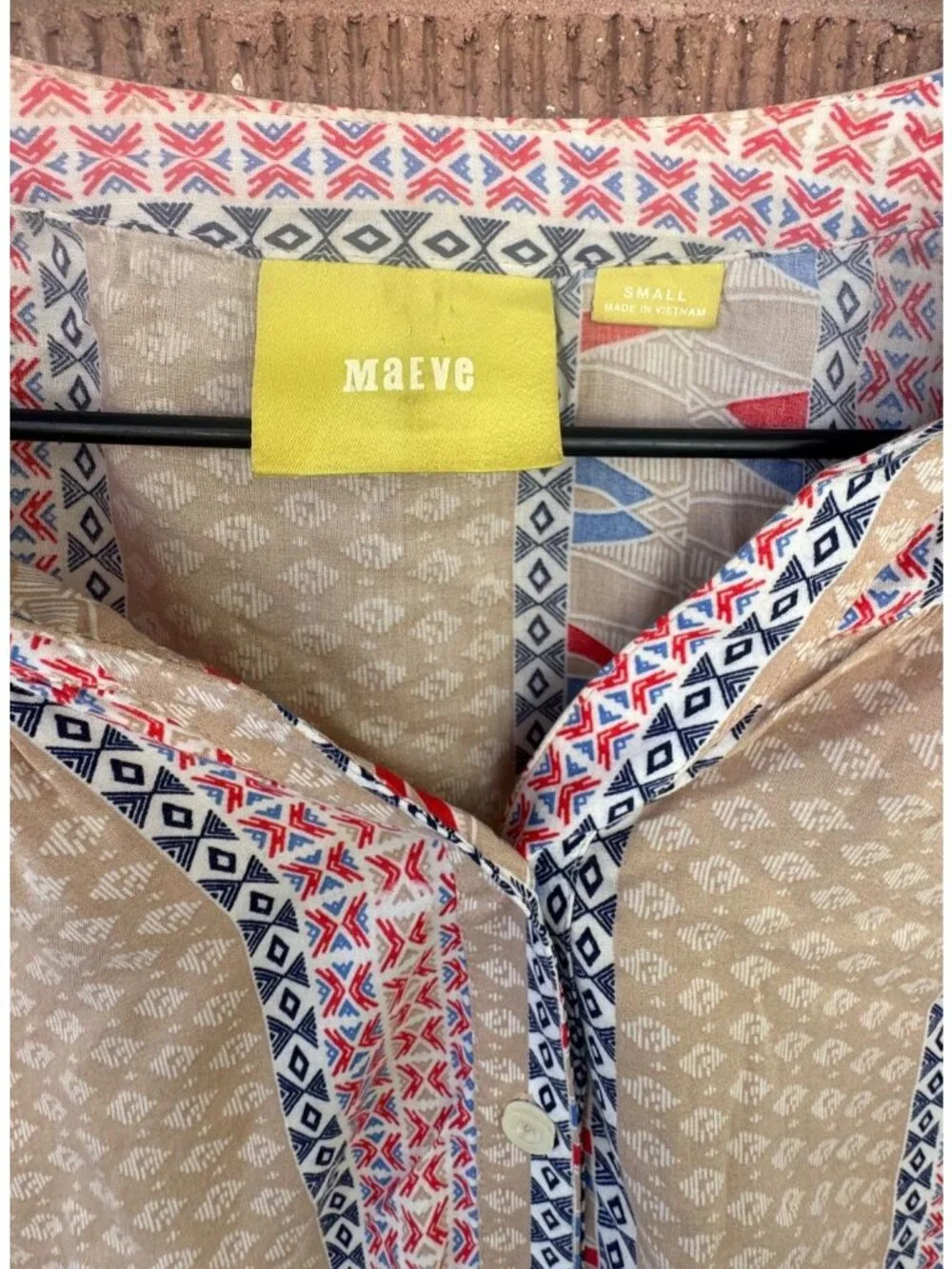 Maeve ANTHROPOLOGIE Sunset District Button Down Southwestern Print Blouse Small - Picture 3 of 8